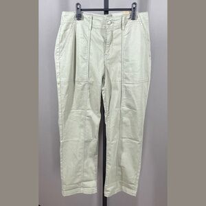 NEW Chicos Pants Womens 10 green straight leg ankle preppy casual classic